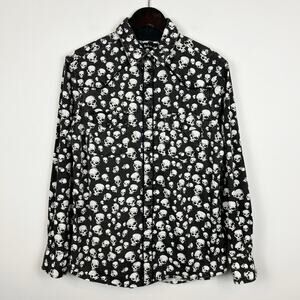 Rock Roll-n-Soul Men's Skull Novelty Print Long Sleeve Button Down Size Small